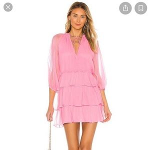 Alice + Olivia Layla Three Tier Ruffle Dress in Pink